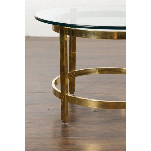 Metal 1950s Midcentury Italian Brass Side Table with Round Glass Top For Sale - Image 7 of 11