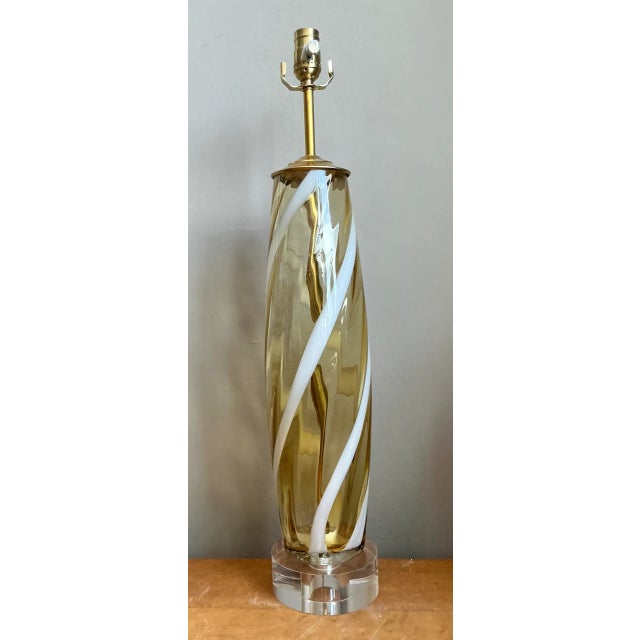 Mid-Century Modern Vintage Murano Swirled Glass Table Lamp For Sale - Image 3 of 16