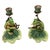 2000 - 2009 Pair of Vintage Whimsical Ceramic and Bronze Patinated Metal Musical Frog Candle Holders For Sale - Image 5 of 12