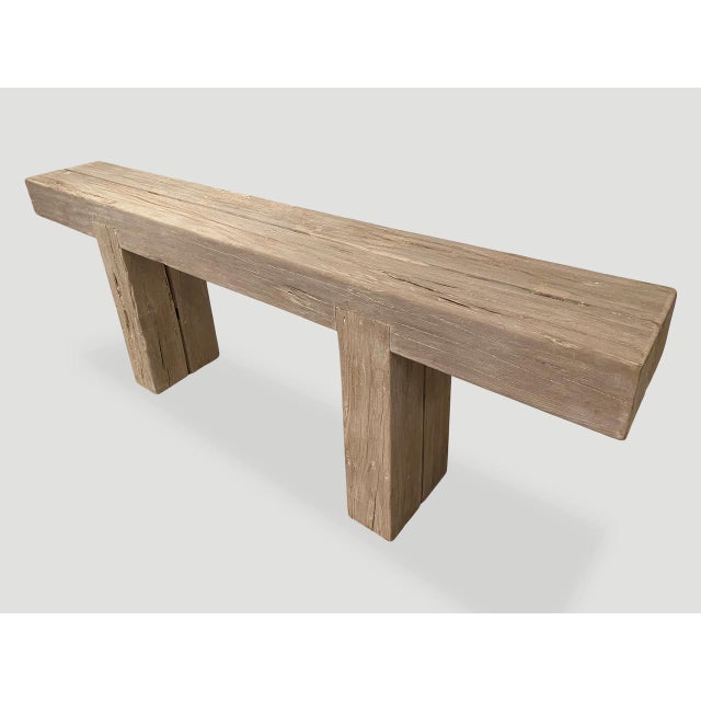 Andrianna Shamaris Teak Wood Log Console Table For Sale - Image 13 of 18