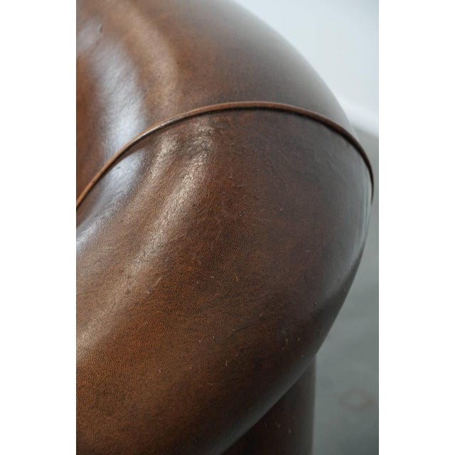 Vintage 2-Seater Club Sofa in Sheepskin with Decorative Nails For Sale - Image 16 of 17