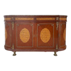 Late 20th Century Marquetry Sideboard French, Granite, Inlay, Bronze Mounts and Feet