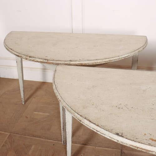 Swedish Demi-Lune Console Tables, Set of 2 For Sale - Image 4 of 8