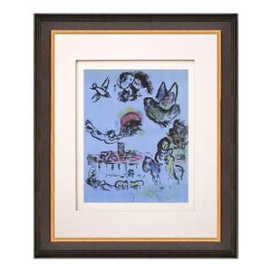 Marc Chagall Original Lithograph Nocturne at Vence 1963 Framed