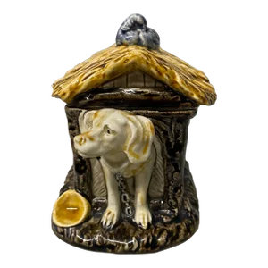 1880 Choisy-Le-Roi French Majolica Dog in a Kennel Box