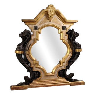 Italian Lacquered and Gilded Mirror, 1880s For Sale