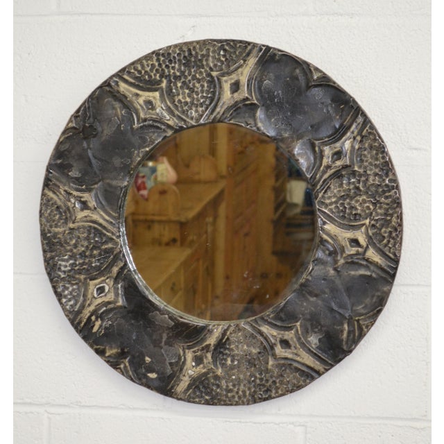 Round Antique Ceiling TinFramed Mirror Chairish