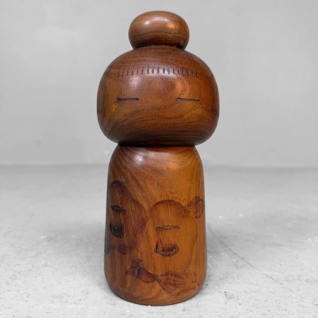 Vintage Sōsaku Kokeshi Camellia Girl by Kazuo Takamizawa, Japan, 1970s For Sale - Image 9 of 9