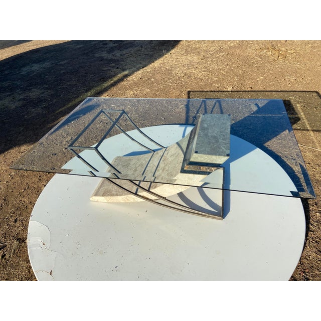 Vintage Postmodern Tessellated Stone & Glass Sculptural Coffee Cocktail Table For Sale - Image 15 of 17