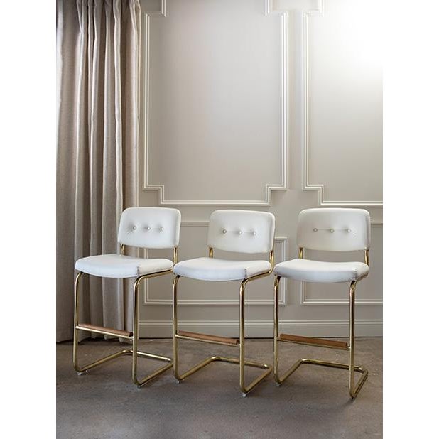 Postmodern Chromcraft Cantilever Counter Stools - Set of 3 For Sale In Minneapolis - Image 6 of 17