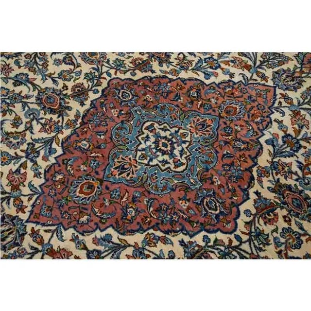 1960s Persian Kashan Area Rug 9’7″ X 14’1″ For Sale In Dallas - Image 6 of 11