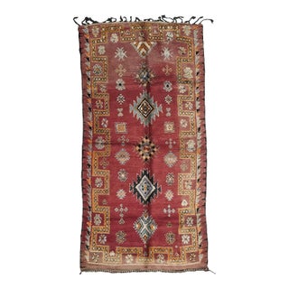 Red Handwoven Berber Diamond Rug - 11.5 X 5.4 Ft For Sale