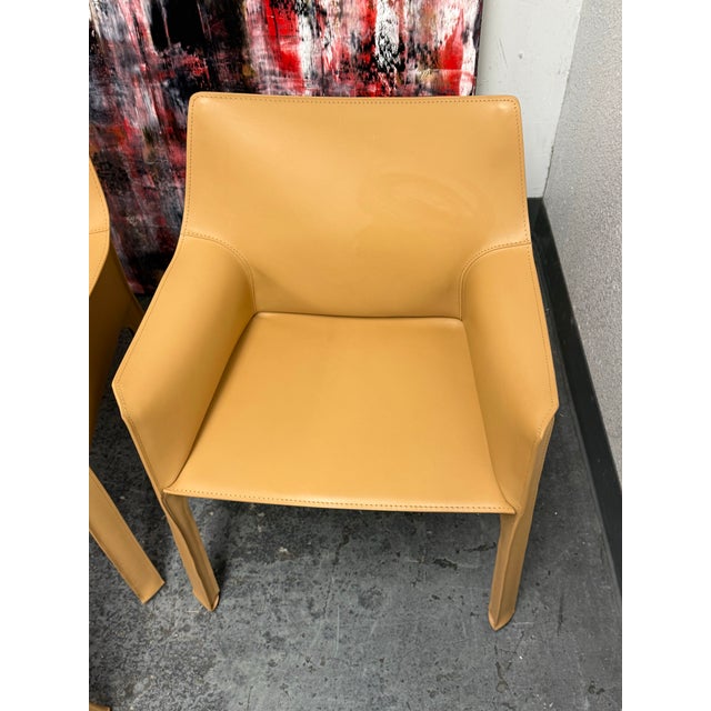 Mario Bellini for Cassina Cab 413 Leather Arm Chairs, Set of Four For Sale - Image 10 of 12