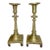 Rare Pair Primitive Antique 18th Century Turned Brass Candlestick Candle Holder For Sale