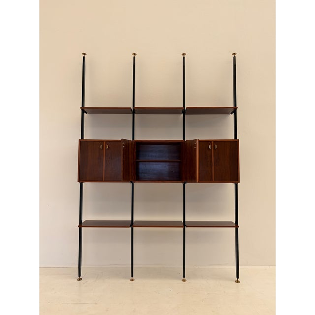 Vintage Bookcase in Wood with Metal and Brass Tips, 1970s For Sale - Image 10 of 18