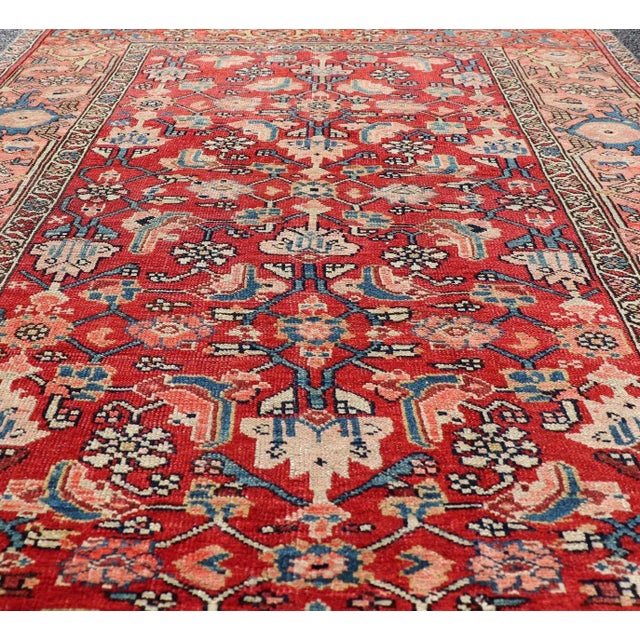 Early 20th Century Persian Antique Malayer Rug With Colorful Geometric All-Over Design in Reds For Sale - Image 5 of 11