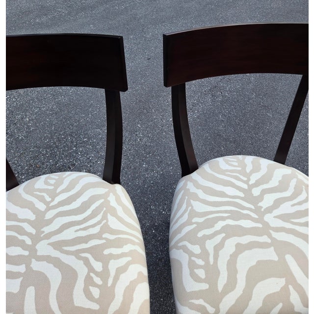 Traditional Pair Ethan Allen Hathaway Klismos Dining Side Chairs Zebra Print French Regency 1990s For Sale - Image 3 of 14