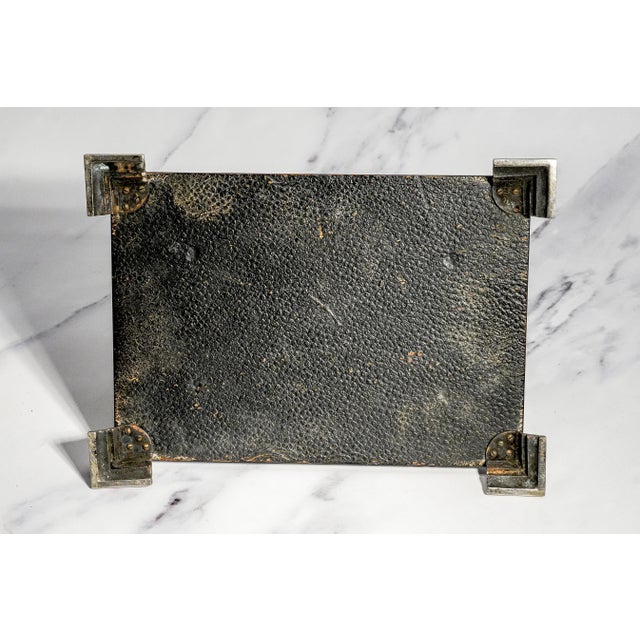 Rare 1920s English Art Deco Ebonized Wood Silverplate Greyhound Statue Sculpture Cigar Box Home Decor For Sale - Image 18 of 18