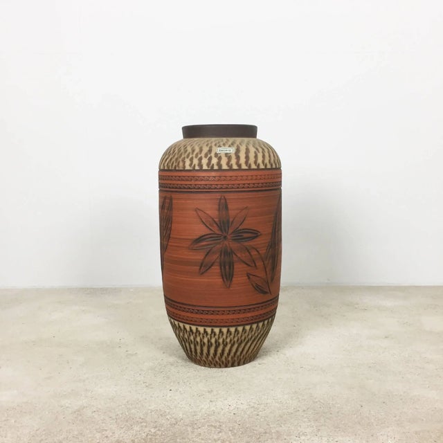 Pottery ceramic vase floor vase producer: decora ceramic, germany decade: 1960s original vintage 1960s pottery ceramic...
