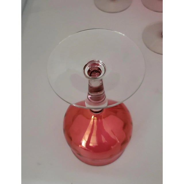 1950s 1950s Vintage Cranbery Flash Wine Goblets - Set of 8 For Sale - Image 5 of 8