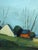 Mid-Century Modern 'Red Cabin by the Shore' Swedish Landscape Oil Painting, Framed For Sale - Image 10 of 13