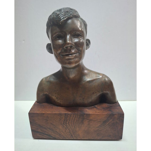 American Rex Dietderich (American, 20th C.) "Frank, Age 14" Original Bronze Sculpture For Sale - Image 3 of 11