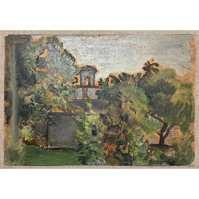 Modern Simka Simkhovitch, Simka Simkhovitch WPA Artist Oil Painting American Modernist Landscape w Tower, c.1930's For Sale - Image 3 of 5