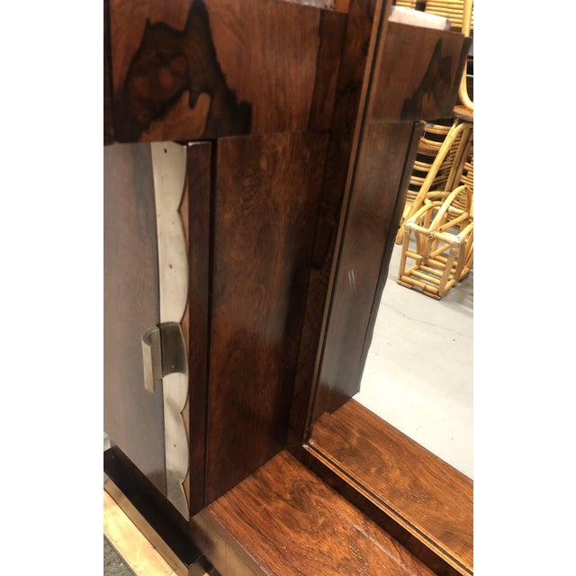 1930s Art Deco Donald Deskey Style Palisander Wood and Marble Vanity W/ Full Mirror For Sale - Image 9 of 9