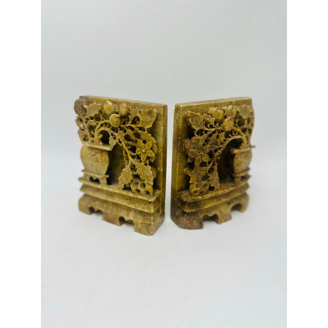 Asian Carved Stone Bookends For Sale - Image 3 of 8