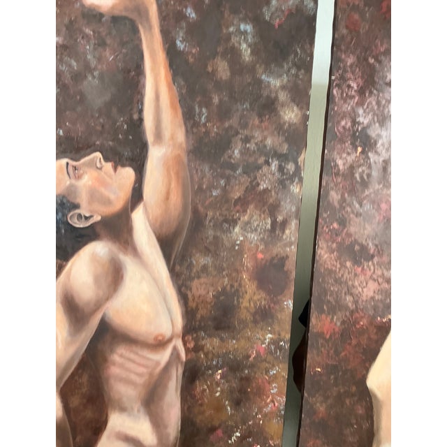 Vintage Abstract Figurative Abstract Oil on Canvas For Sale In West Palm - Image 6 of 12