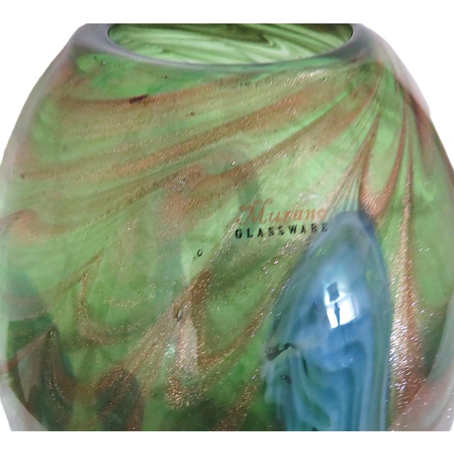 Glass 11 1/2" Millefiore Italian Murano Glass Vase With Gold Flecks For Sale - Image 7 of 10