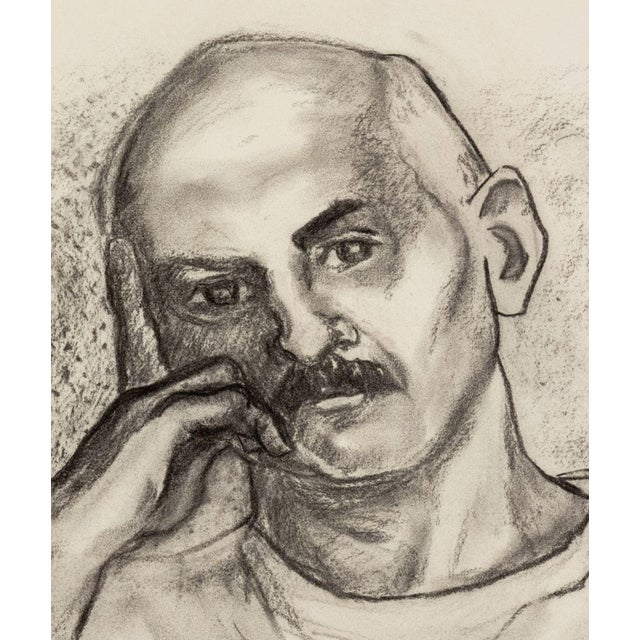 Manfred Schwartz (American, b. Poland, 1909-1970), Portrait of a Bald Man, Charcoal on Paper, with the artist's signature...