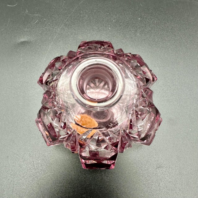 Glass Vintage Aristo Violet Winged Nymph With Flowers Bohemian Glass Perfume Bottle For Sale - Image 7 of 11