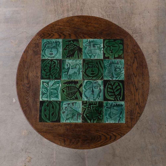 Wood 1950s French Adjustable Oak and Tile Table by Guillerme Et Chambron For Sale - Image 7 of 17
