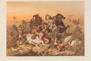 François-Constant Mès, Hunting of the Tiger, Lithograph, Late 19th Century