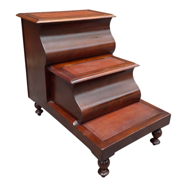 Regency Mahogany and Leather Inset Library / Bed Steps, Circa 1860s For Sale