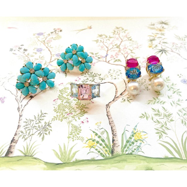 Christina Addison Bold Emerald Cut Iolite Three Stone Ring For Sale - Image 11 of 12