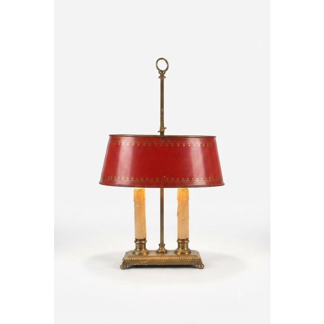 Brass Bouillotte Table Lamp with Red Tole Shade, 1950s For Sale - Image 15 of 15