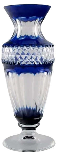 Mid-Century Vase in Clear and Blue Art Glass