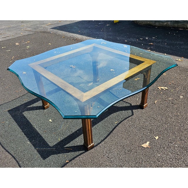 Stickley Chippendale Walnut and Tempered Ogee Cut Edge Glass Top Coffee Table For Sale In Washington DC - Image 6 of 12