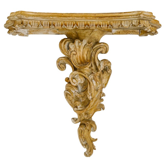 Rococo Late 20th Century Large Scale Italian Rococo Wood Carved Wall Brackets - A Pair For Sale - Image 3 of 17