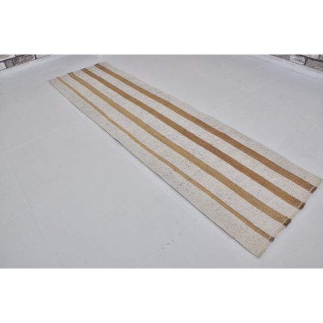 Textile Vintage Turkish Stripe Kilim Runner For Sale - Image 7 of 10