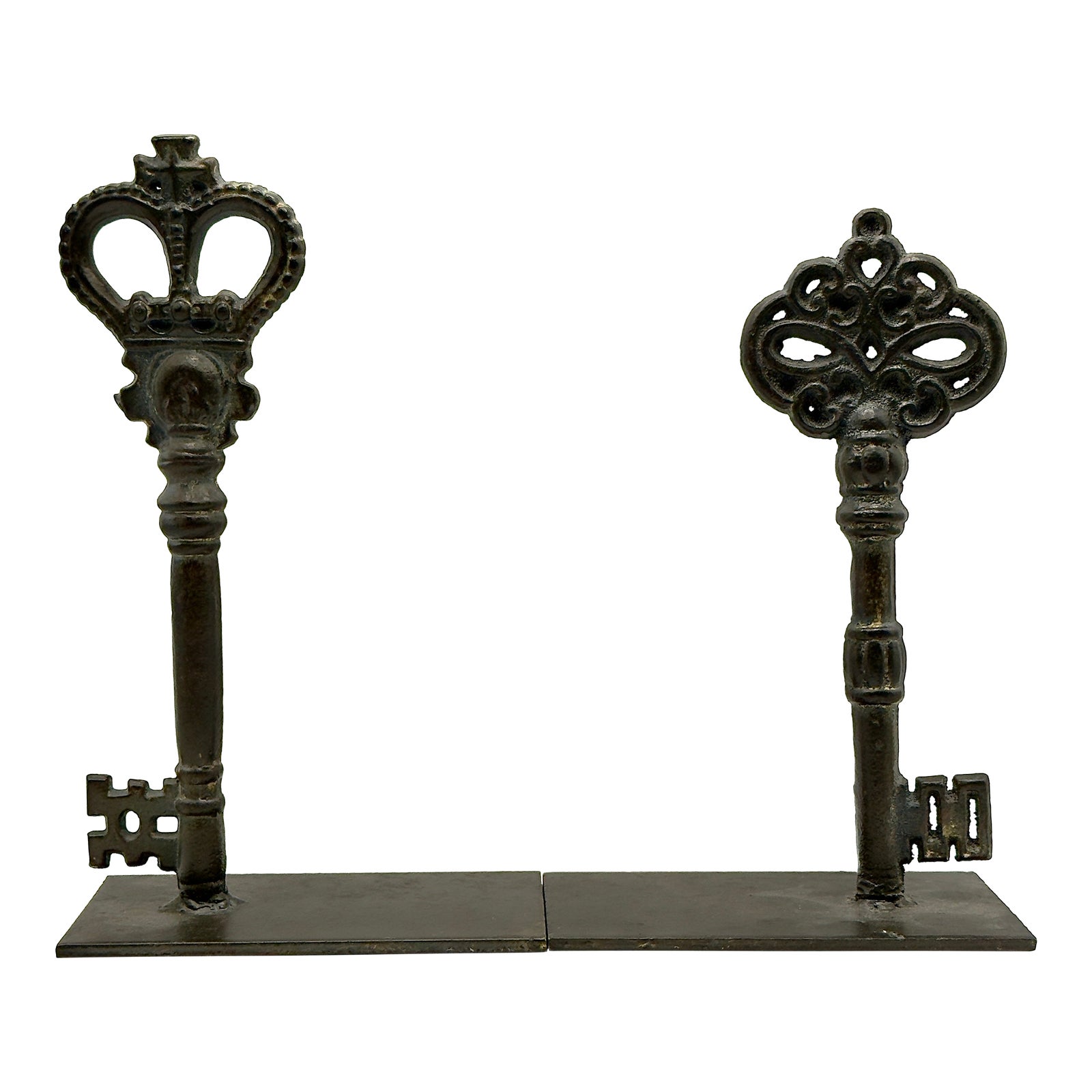Mid 20th Century Cast Iron Skeleton Key Bookends | Chairish