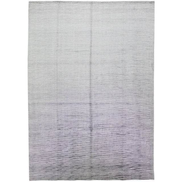 Metal 2010s Contemporary Handmade Gray Wool & Silk Rug With Abstract Pattern For Sale - Image 7 of 7