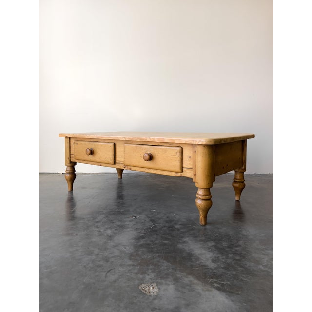 Antique English Pine Coffee Table With Reclaimed Top For Sale - Image 4 of 5