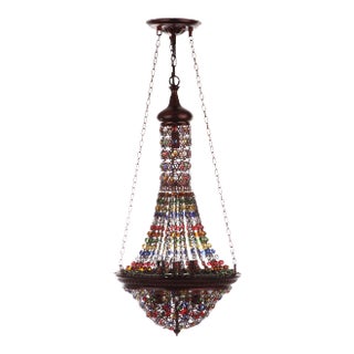 Gentle 15.25-Inch Diameter Pendant Light - Dark Bronze & Multicolor For Sale