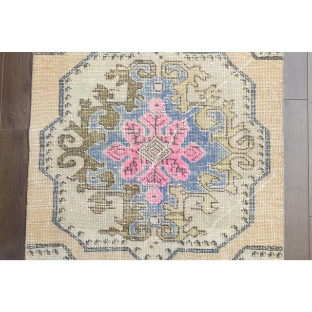 Orange Vintage Turkish Oushak Handmade Wool Cotton Orange Runner Rug For Sale - Image 8 of 11