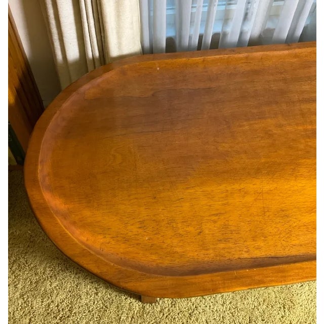 Vintage Mid-Century Modern Teak "Surfboard" Style Oblong Coffee Table With Raised Edge, Scandinavian Style For Sale In Baltimore - Image 6 of 9
