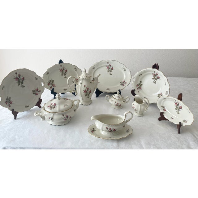 Vintage Exquisite Rosenthal China Moss Rose Pompadour Dinnerware Set- 96 Pieces Mint Condition For Sale - Image 11 of 12