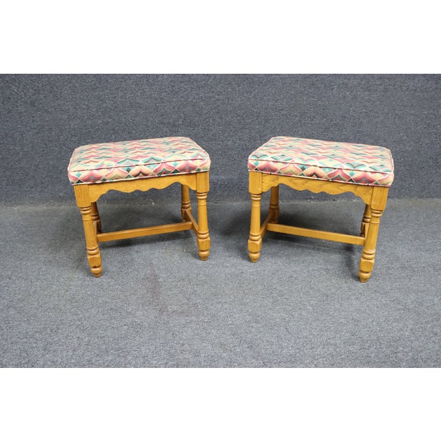 Ethan Allen Ethan Allen Contemporary Oak Stools/Ottomans For Sale - Image 4 of 9